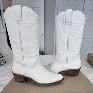Steve Madden Hayward White Leather Boots